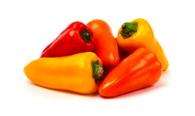 Small, colored, capsicum, on a white background, horizontal, no people,