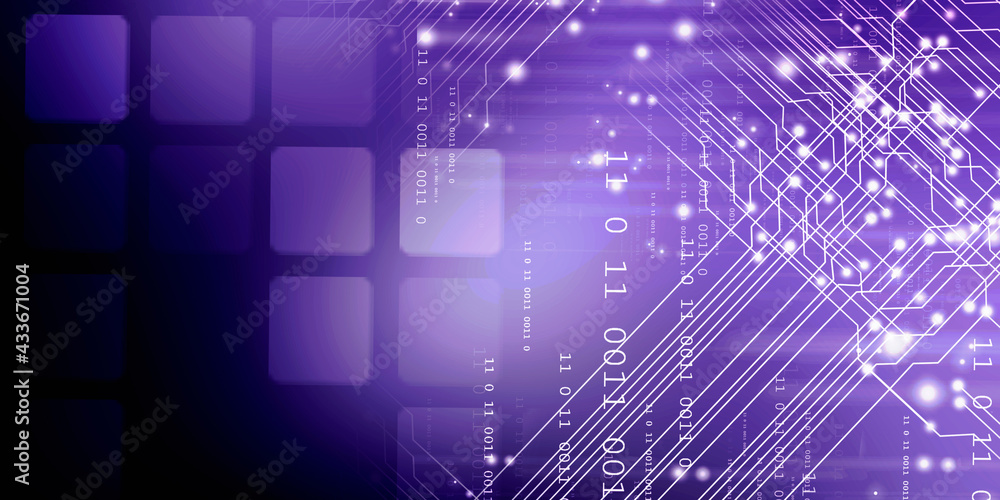 Poster 2d illustration abstract digital binary data on computer screen