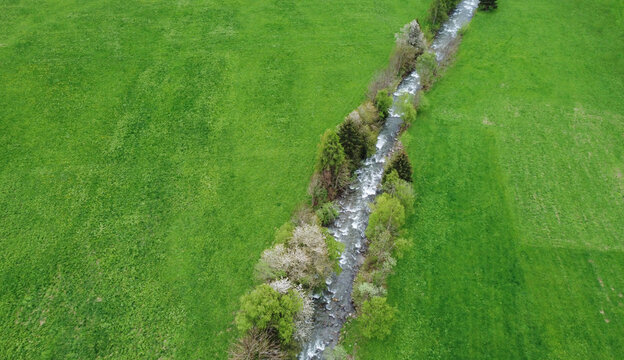 fiume prateria verde natura drone aereo foto aerea 