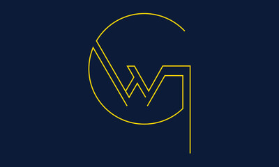 GW/WG logo, GW/WG letter logo design with yellow and navy blue color, GW/WG Business abstract vector logo monogram template.