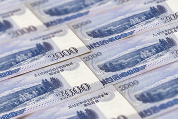 KPW. The North Korean won banknotes