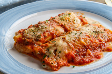 Italian American Stuffed Manicotti