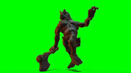 Fantasy character Troll Berserker in epic pose - 3D render on dark background