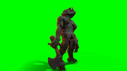 Fantasy character Troll Berserker in epic pose - 3D render on dark background