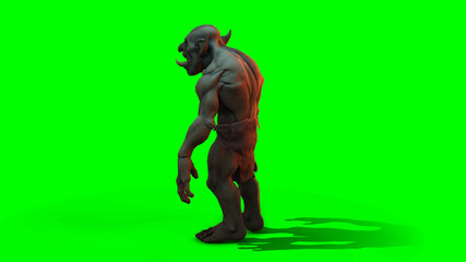 Fantasy character Troll Berserker in epic pose - 3D render on dark background