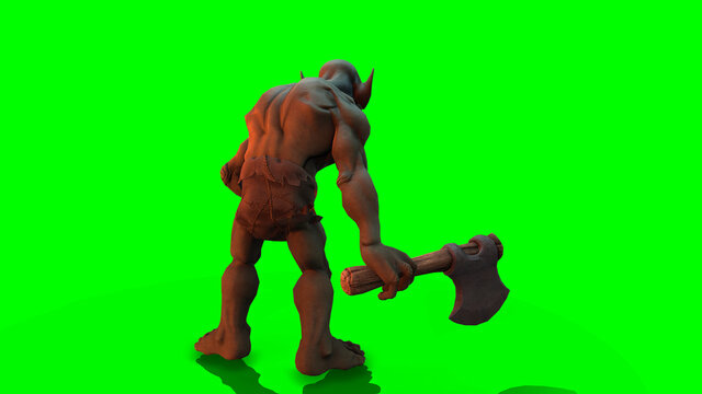 Fantasy character Troll Berserker in epic pose - 3D render on dark background