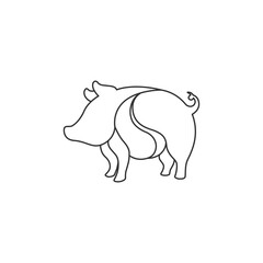 Pig animal thin line icon logo vector design template