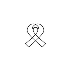 Breast cancer ribbon line icon. Simple style breast cancer poster background symbol. Woman diseasses sign. Logo design element. T-shirt printing. Vector for sticker.