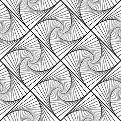 Rotating concentric squares seamless pattern, Square optical illusion pattern - black and white, Geometric abstract background