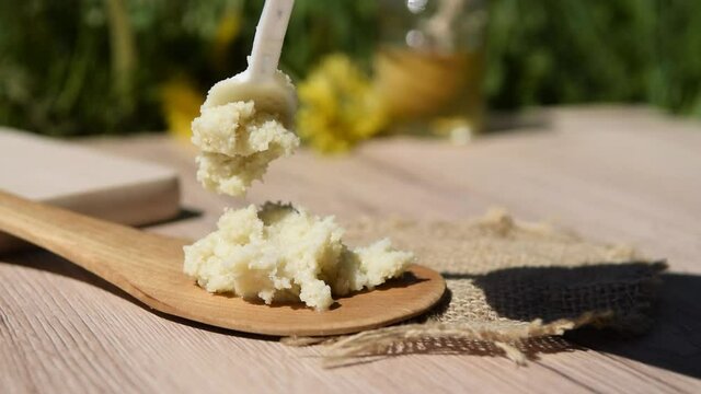 Shea butter, unrefined and natural, bio, close up
