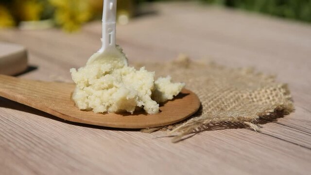Shea butter, unrefined and natural, bio, close up