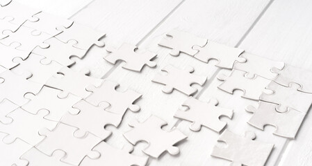 Little pieces of jigsaw puzzle mockup