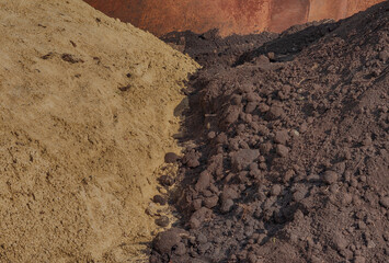 Light yellow river sand and dark brown forest land.