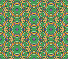 Abstract colorful doodle flower seamless pattern. Floral geometric background. Mosaic, tile of thin line ornament.