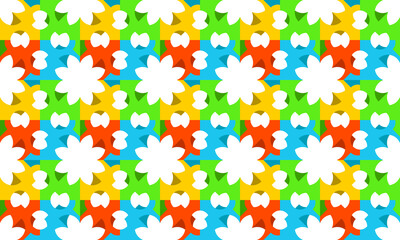 Seamless Pattern Minimalist White Flowers Colorful Background