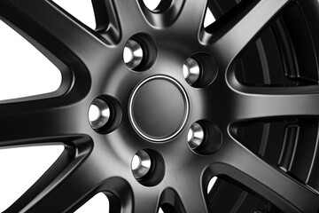 Car Wheel discs. Car wheel Rim black color matt isolated on white background.