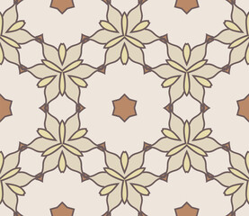 Abstract colorful doodle flower seamless pattern. Floral geometric background. Mosaic, tile of thin line ornament.