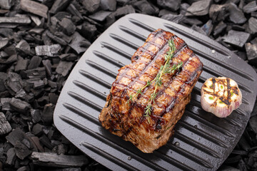 Grilled beef steaks with spices grilled.
