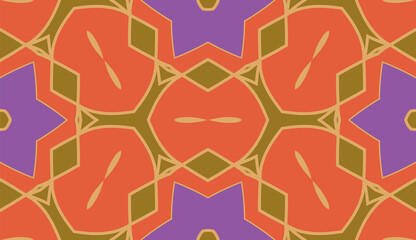 Abstract colorful doodle flower seamless pattern. Floral geometric background. Mosaic, tile of thin line ornament.