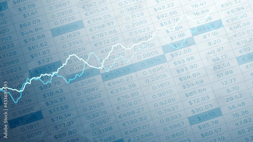 Aufkleber blue and white business charts numbers data with line graphs animation.