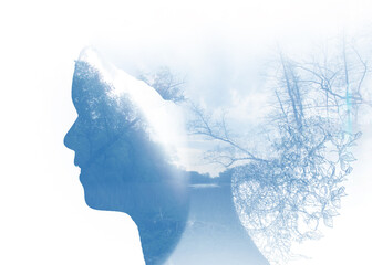 person in winter, abstraction, texture, grunge, art, wallpaper, stained glass, head, illustration,...