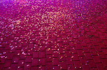 Obraz premium The old cobblestone square. Stone paving texture.