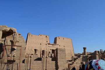 Fototapeta na wymiar Entrance to the Edfu Temple (Horus Temple), Aswan Governorate, Egypt 