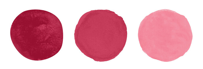 Watercolor burgundy color palette. Round brush strokes