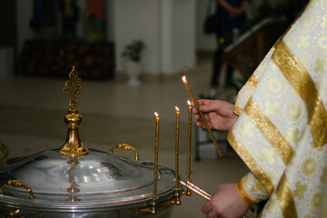 Church candles, burning candles, church font, baptism, weddings, church rites, church candle holder