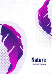 Composition from exotic tropical leaves on a white background. Template for your design. Vector