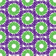 Purple green & white all-over floral design