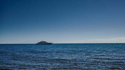 yacht near the seashore close up