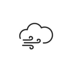 Wind - line icon with editable stroke. Weather symbol. Vector illustration.