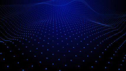 Abstract digital background. Futuristic wave of dots and weave lines. Digital technology. 3d rendering.
