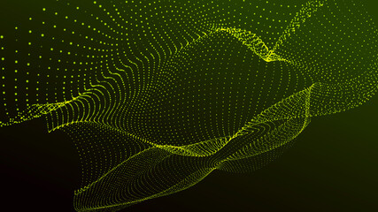 Abstract digital background. Futuristic wave of dots and weave lines. Digital technology. 3d rendering.