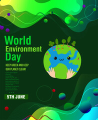 World environment day concept.Green earth of eco friendly city Save the Earth concept.Renewable energy for ecology and environment .conservation concept.Vector illustration.