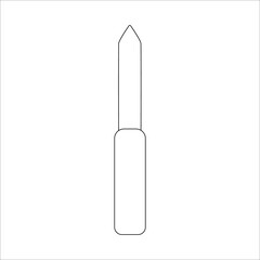 Nail file vector line icon. Tool for nail correction. Symbol for manicure or pedicure procedure. Nail file sign isolated on white background.