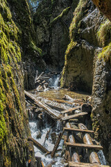 Big waterfall in Velky Sokol gorge, Slovak Paradise national park