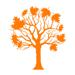 Naklejka na ściany i meble Autumn tree with leaf, vector illustration