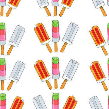 Cool juicy ice cream for the summer season. Seamless pattern. Vector image. For backgrounds and textures