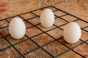  Huevos blancos orgánicos con espacio para texto. Producto saludable