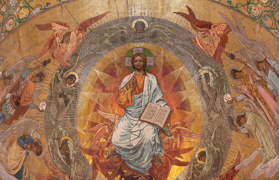 Jesus Christ - detail of the Russian Orthodox Church of the Savior on Spilled Blood in Saint Petersburg, Russia