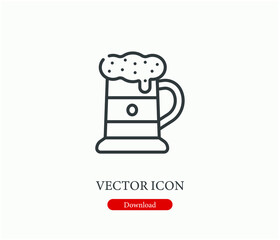 Beer vector icon.  Editable stroke. Symbol in Line Art Style for Design, Presentation, Website or Apps Elements, Logo. Pixel vector graphics - Vector