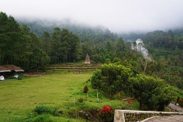 The atmosphere of natural tourism in the morning in the tourist area of ​​the Songo building...