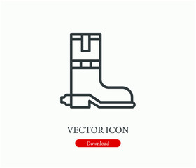 Boot vector icon.  Editable stroke. Symbol in Line Art Style for Design, Presentation, Website or Apps Elements, Logo. Pixel vector graphics - Vector