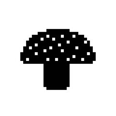 Black mushroom pixel art icon. Icon mushroom.