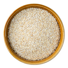 crushed pot barley groats in round bowl cutout