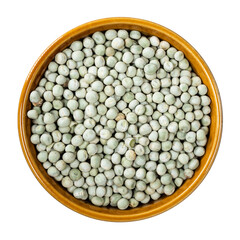 dried whole green peas in round bowl cutout
