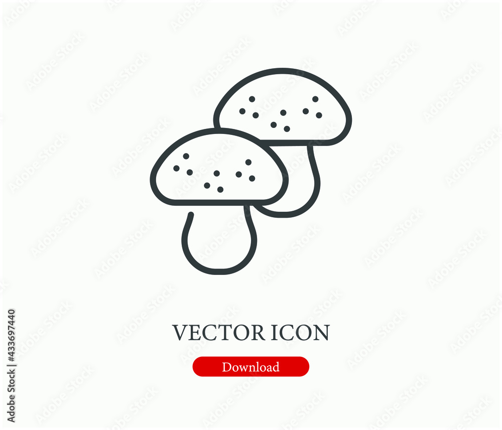 Poster mushroom vector icon. editable stroke. symbol in line art style for design, presentation, website or