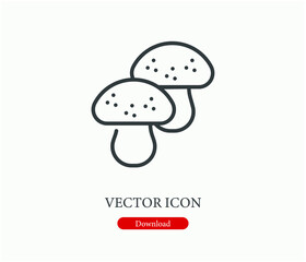 Mushroom vector icon.  Editable stroke. Symbol in Line Art Style for Design, Presentation, Website or Apps Elements, Logo. Pixel vector graphics - Vector